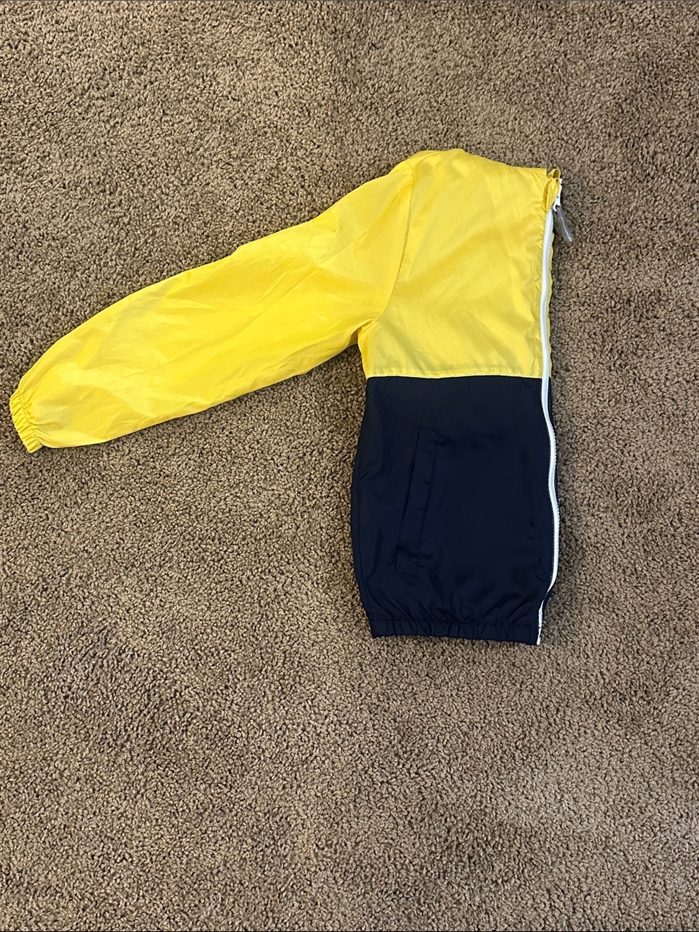 Kids Hooded Yellow & Navy Colorblock Raincoat - Picture 6 of 6
